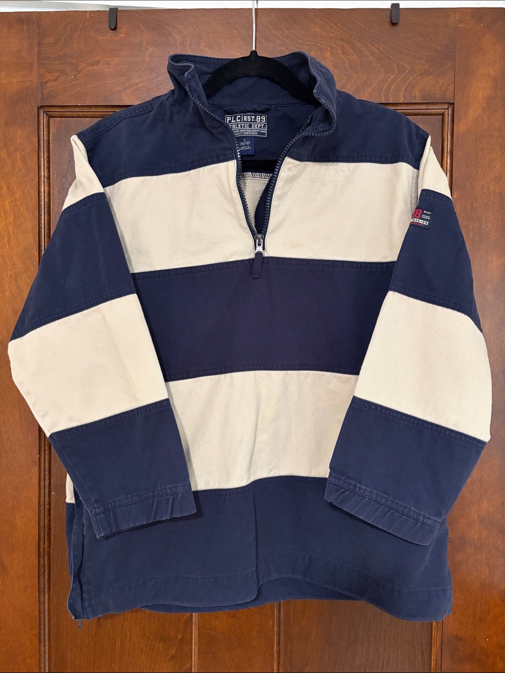 Place Est. 89 Quarter-Zip Rugby Shirt - Navy & Cream Stripes